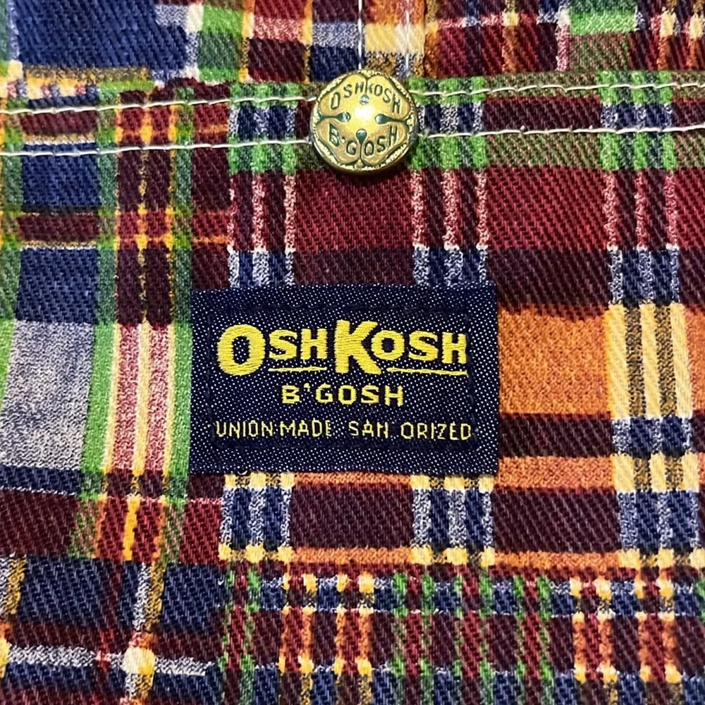 Oshkosh Bgosh Vtg 60’s Vestbak union Maid!!denim plaid overalls dead stock NWOT! - Picture 4 of 16